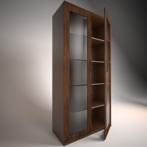 Steel and Wood Combination Glass Fronted Double Door Cupboard