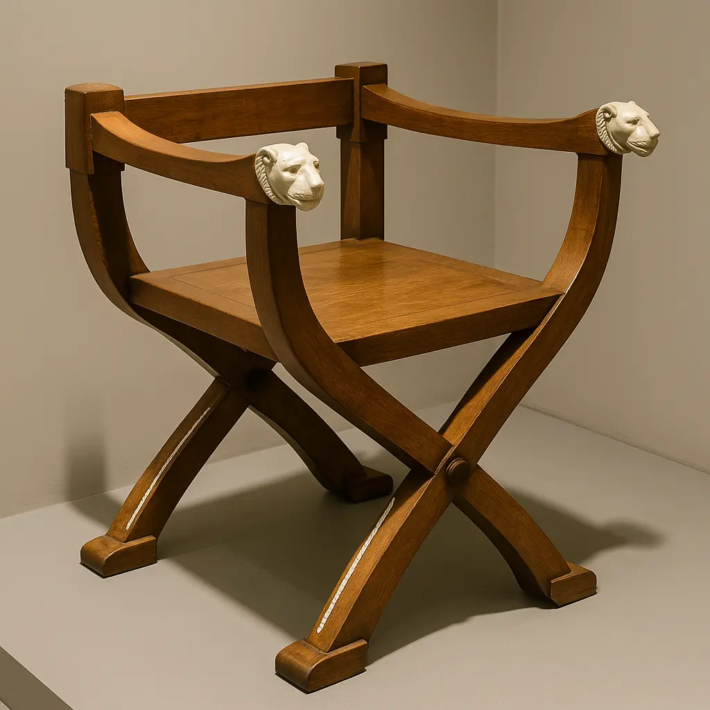 Photograph of an Ancient Roman 'sella curulis' - Curule Chair