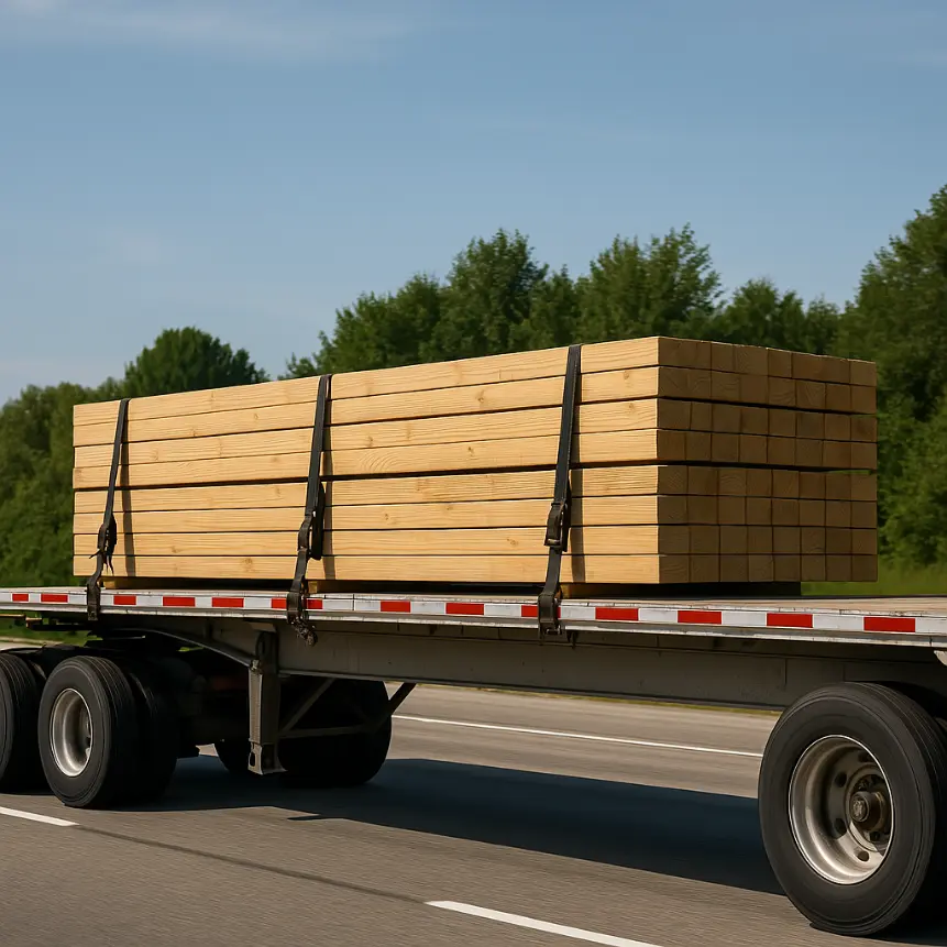 Loaded Flatbed Trailer