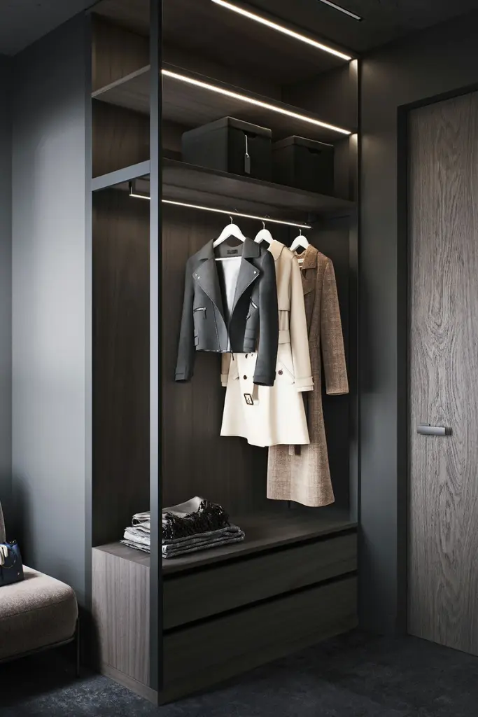 Opened Steel Wardrobe