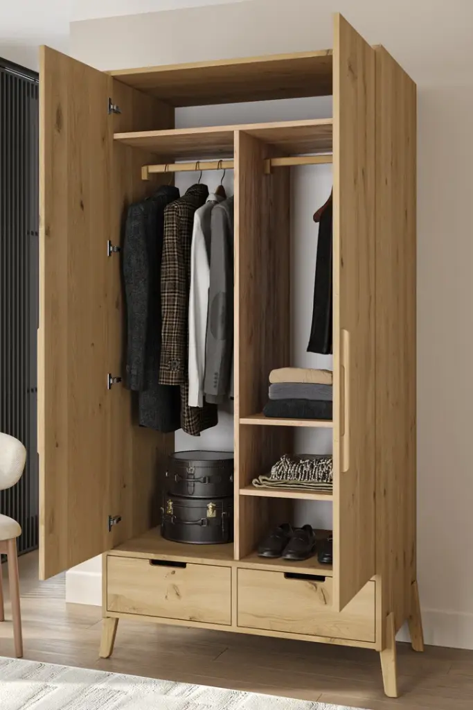 Opened Wooden Wardrobe