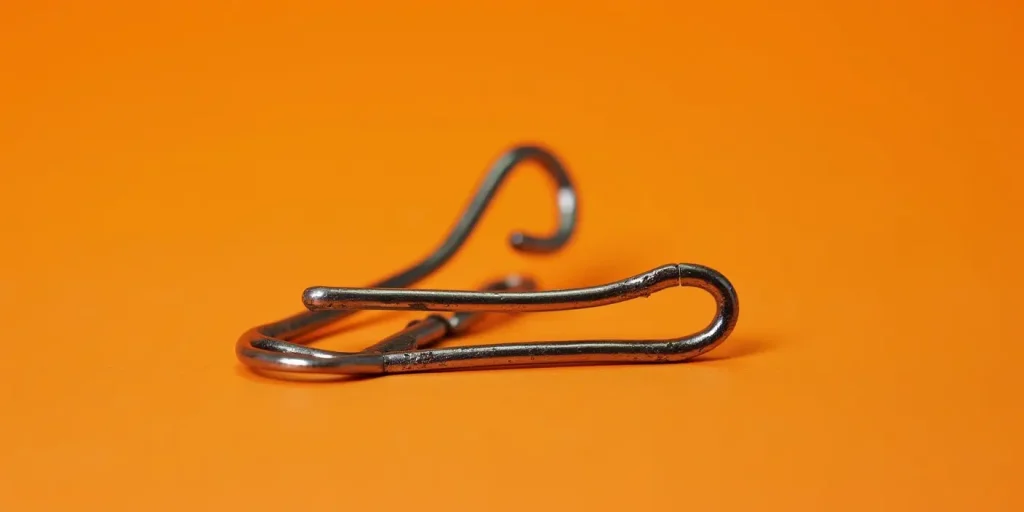 Two paperclips on a yellow background