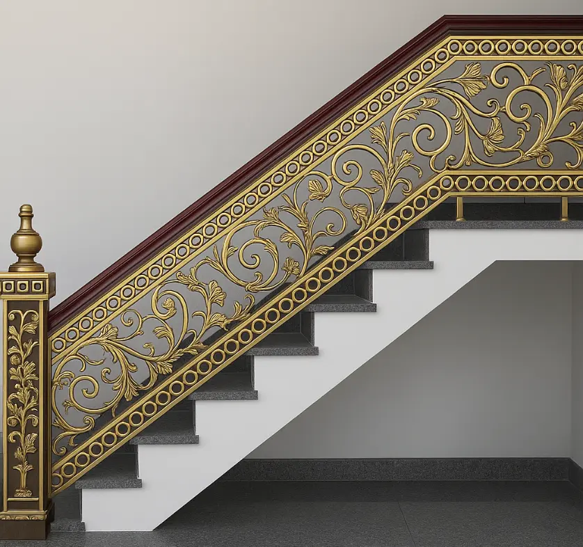 Golden Vine Scroll Railing