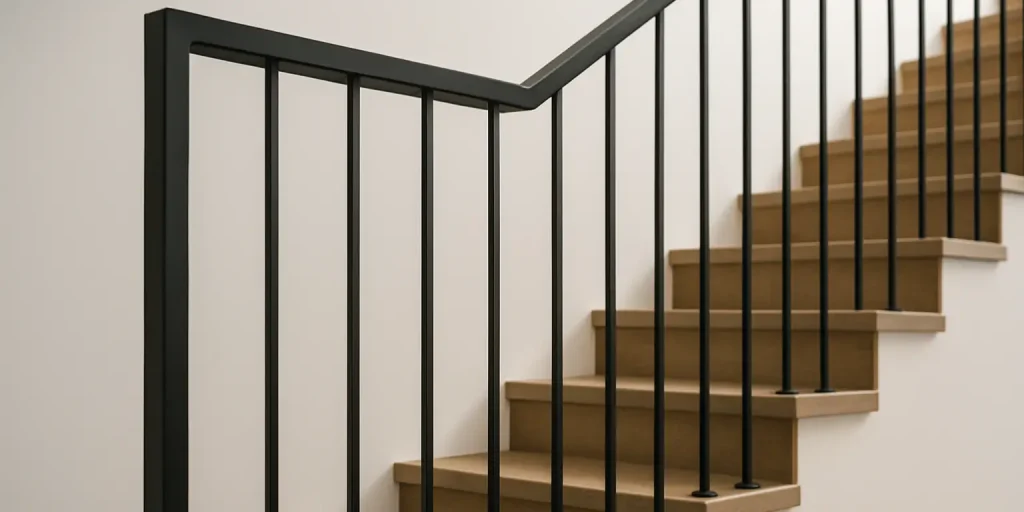 Matte Black Minimalist Steel Staircase Railing