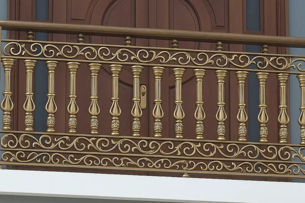 Opulent Gold Swirl Balcony Railing